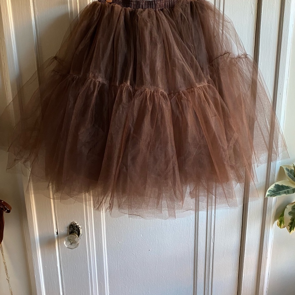 Elegant Brown Tulle Skirt, Sz S - Picture 3 of 8